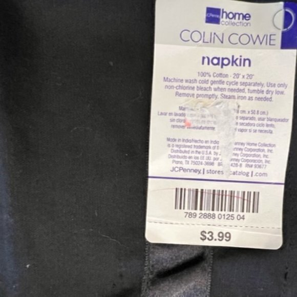 Colin‎ Cowie Cotton Fabric Napkin 20" x 20" Formal Dining Holiday Table Linens - Picture 5 of 5